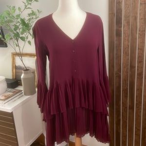 Burgundy Tiered Top Zara Woman